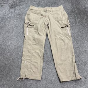 White House Black Market Cargo Cropped Pants Womens 10 Khaki Brown Capri Casual